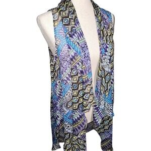 Chicos Sheer Light Airy Abstract Jewel Tone Print Vest Cardigan Size 1 (Medium)